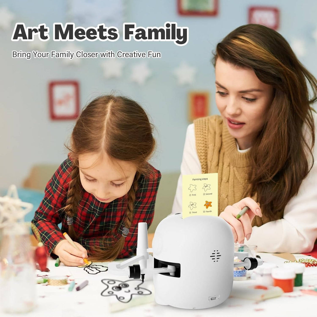 Kids Drawing Robot with 150 Cards, Voice Interactive Educational Art Toy for Ages 3-8