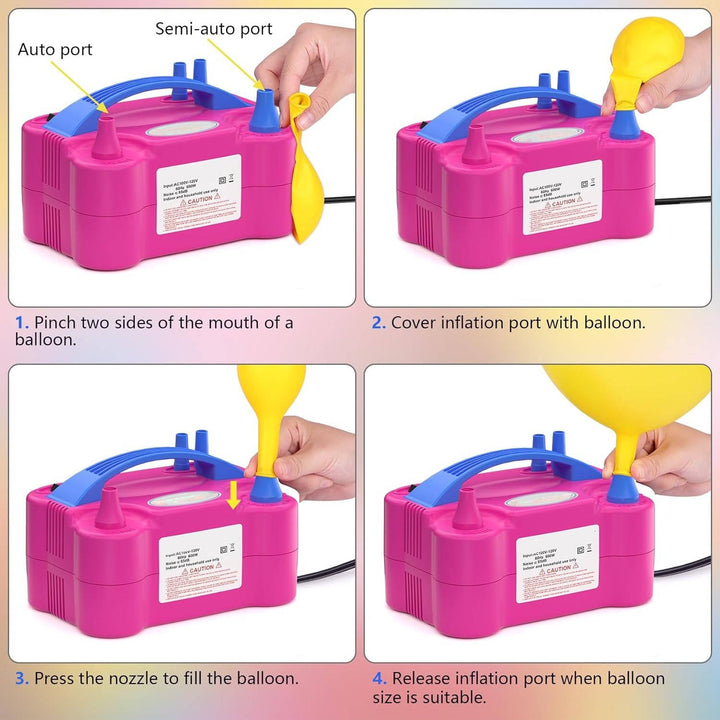 Electric Balloon Pump, Portable Dual Nozzle Inflator 600W for Party Decorations