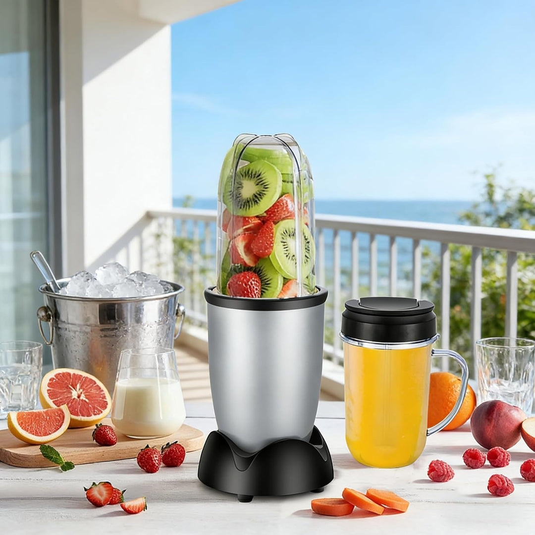 Small Bullet Blender 11 Piece Set, Compact Single Serve Blender for Shakes and Smoothies, Black