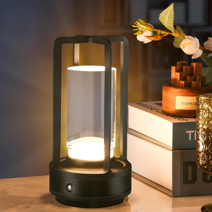 Crystal Lantern Table Lamp with 3 Level Touch Dimmer and Waterproof Design