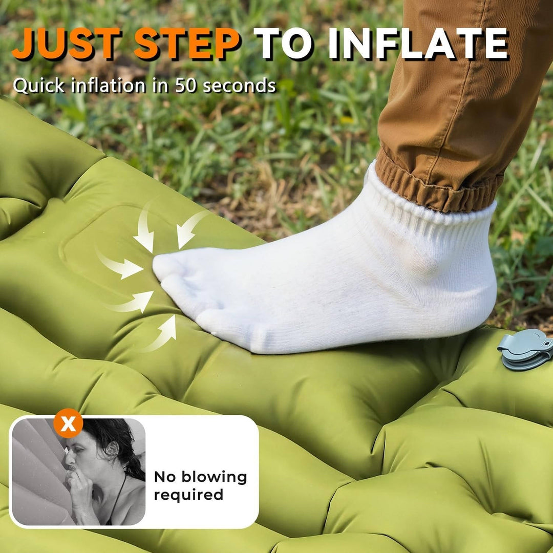 Ultralight Inflatable Sleeping Pad for Camping with Pillow Built in