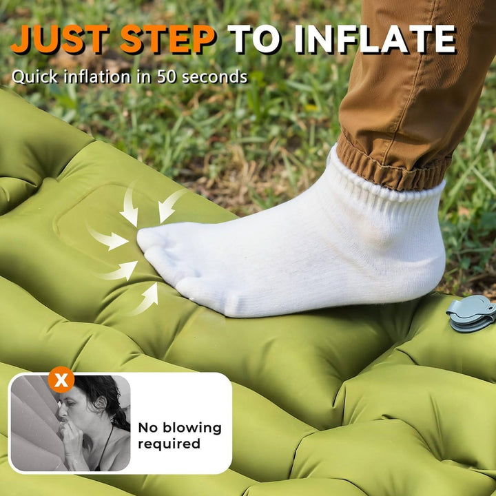 Ultralight Inflatable Sleeping Pad for Camping with Pillow Built in