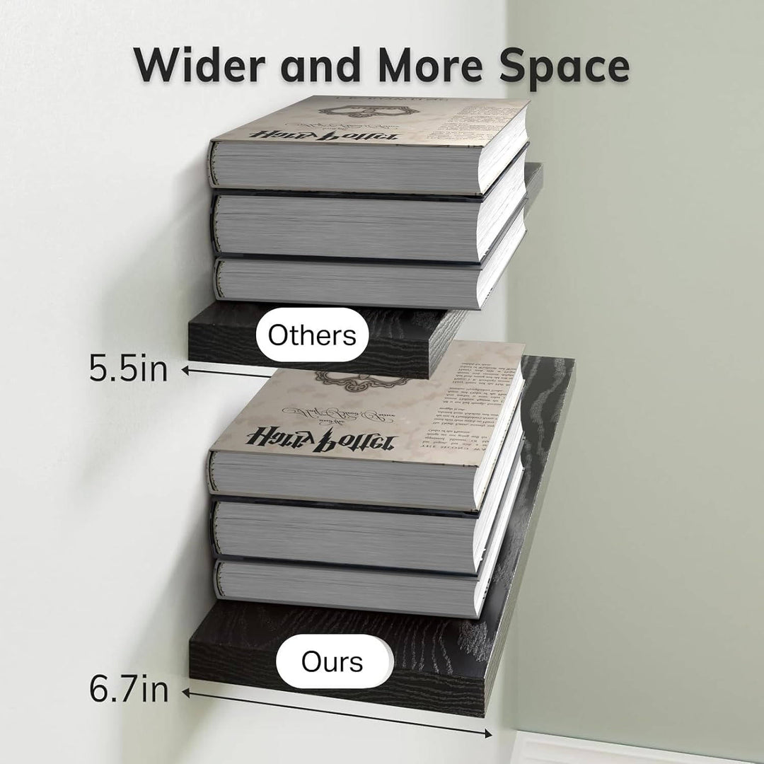Floating Wall Shelves, Rustic Wood Hanging Storage for Bathroom or Bedroom, 3 Pack