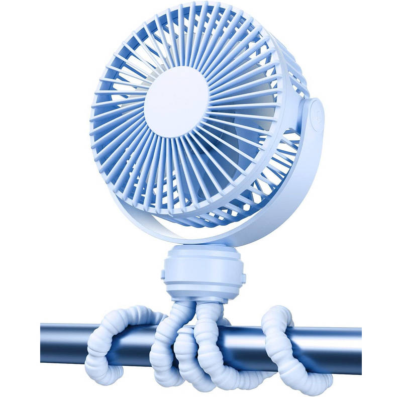 Portable Stroller Fan USB C Rechargeable, 5 Speed Quiet Baby Clip Fan with LED Display 10H Battery for Car Seat Crib Travel