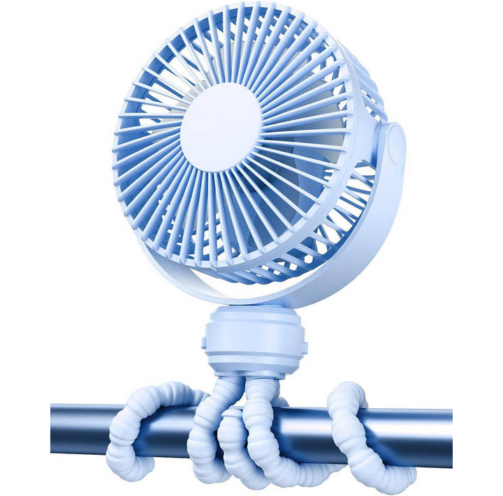 Portable Stroller Fan USB C Rechargeable, 5 Speed Quiet Baby Clip Fan with LED Display 10H Battery for Car Seat Crib Travel