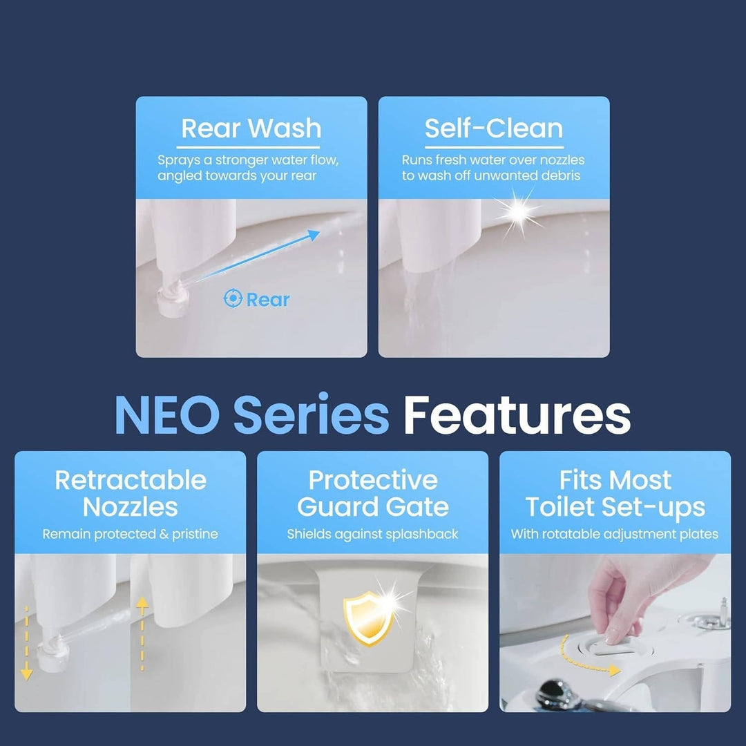 Self Cleaning Non Electric Bidet Attachment, Single Nozzle, Adjustable Water Pressure for Toilet Seat