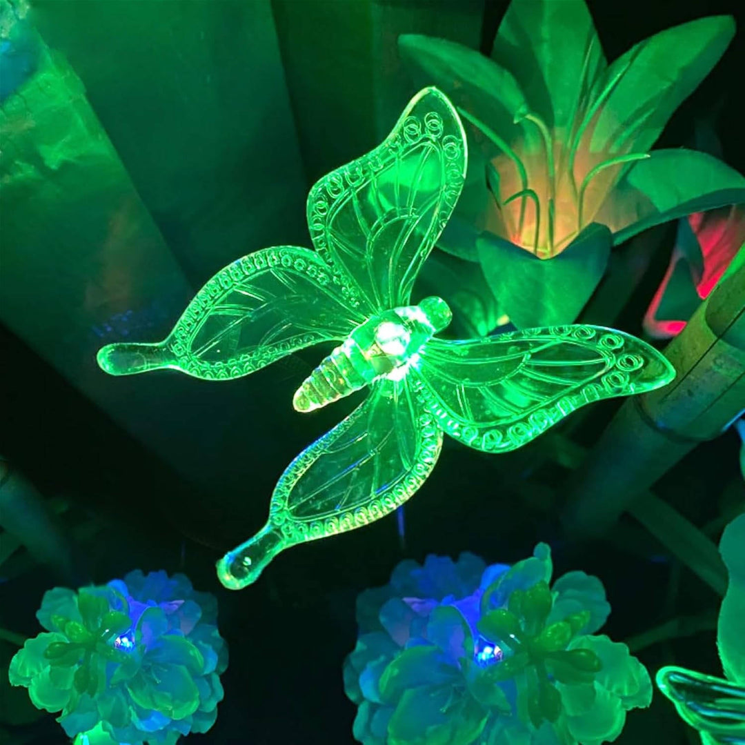 6 Pack Solar Stake Lights, Decorative LED Garden Figurines with Flowers, Butterfly, Hummingbird and Dragonfly for Yard, Patio and Pathway