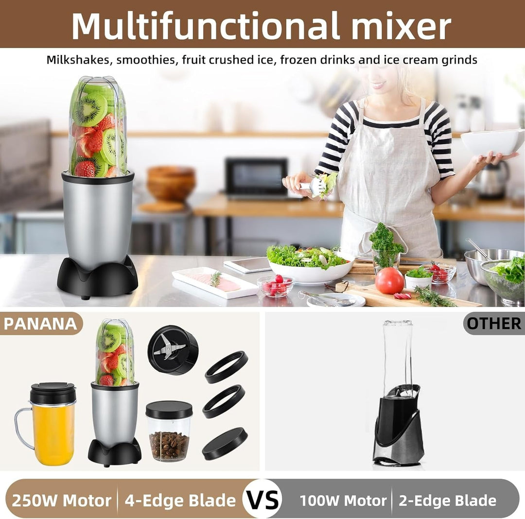Small Bullet Blender 11 Piece Set, Compact Single Serve Blender for Shakes and Smoothies, Black