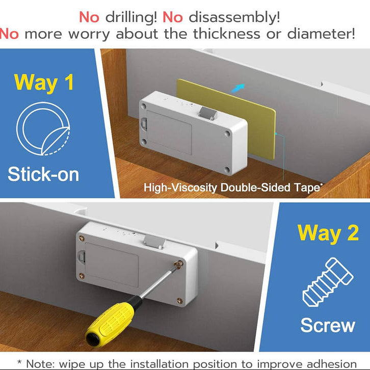 Magnetic Cabinet Lock No Drill Adhesive, App Controlled Keyless Baby Safety Lock with 5 Unlock Methods