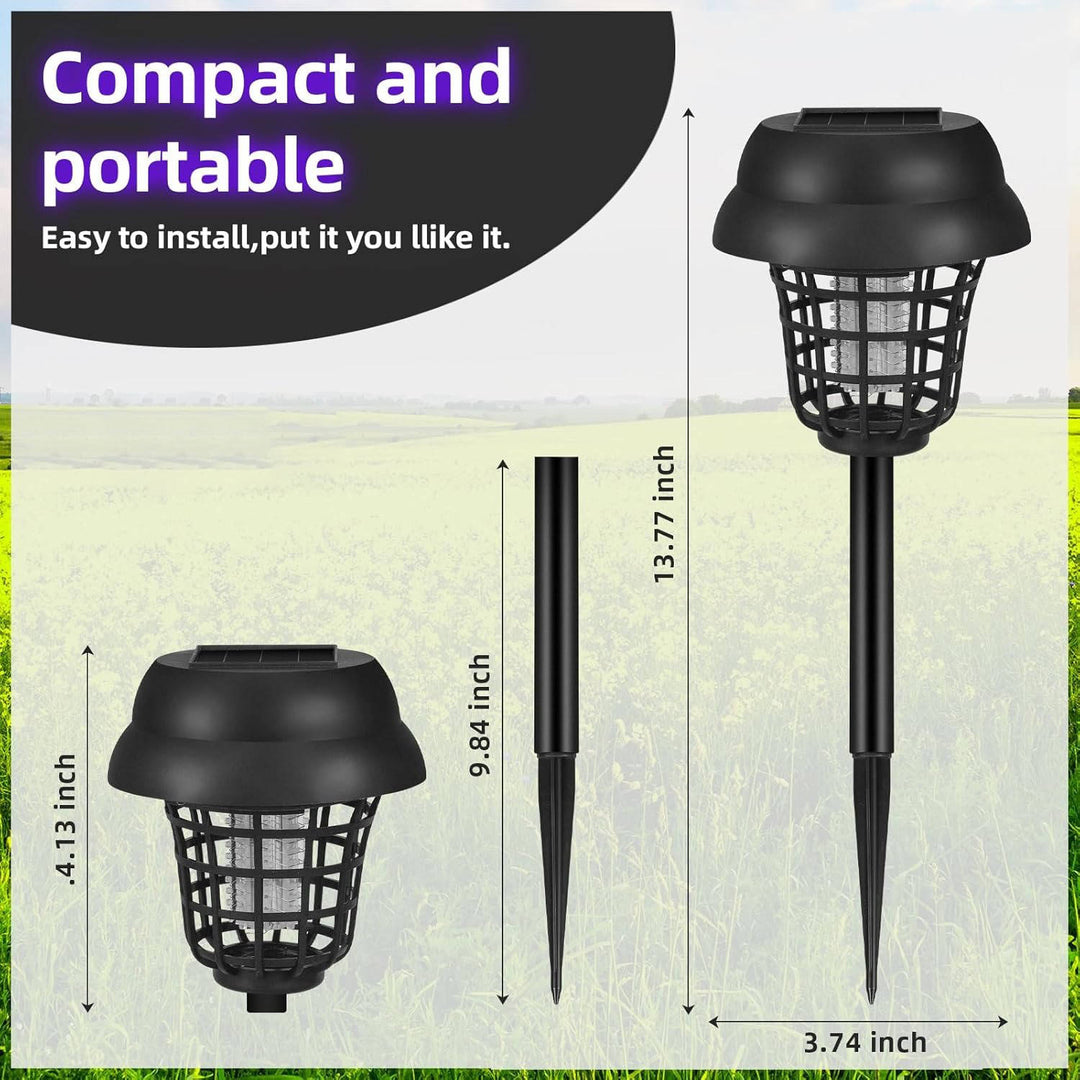 4 Pack Solar Bug Zapper and Mosquito Trap Lamp for Patios, Backyards and Outdoor Comfort, Gnats, Flies, Insects
