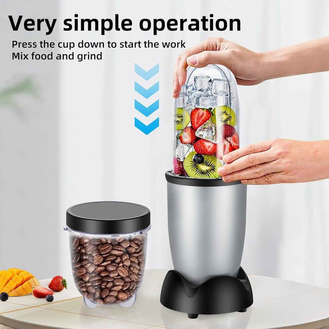 Small Bullet Blender 11 Piece Set, Compact Single Serve Blender for Shakes and Smoothies, Black