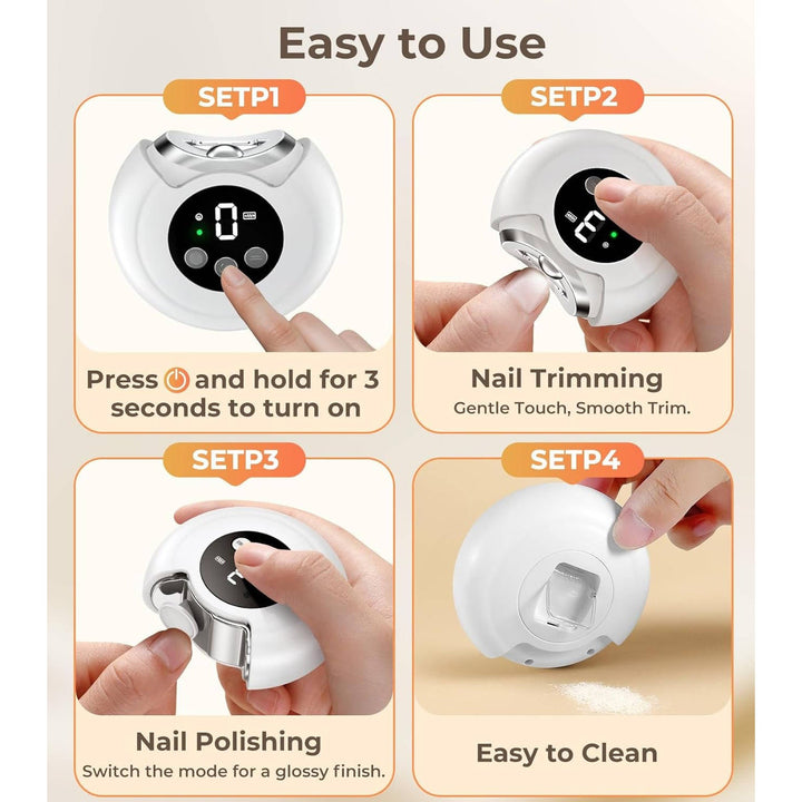 Electric Nail Clippers with LED Light, Automatic, Rechargeable, 3 Speed Modes