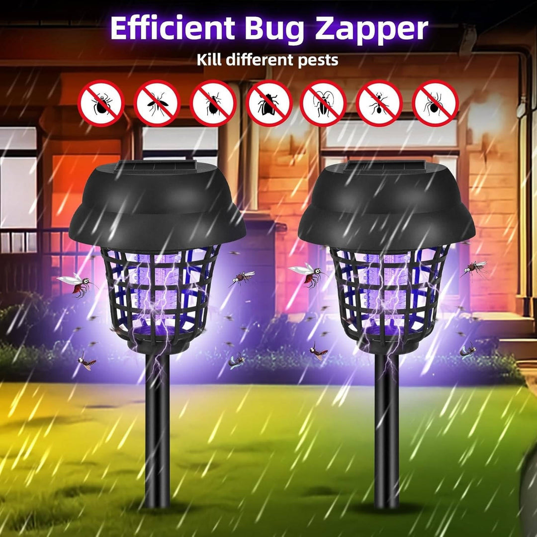 4 Pack Solar Bug Zapper and Mosquito Trap Lamp for Patios, Backyards and Outdoor Comfort, Gnats, Flies, Insects