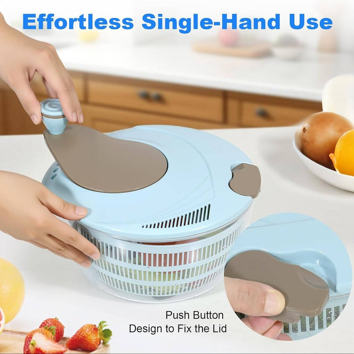 Salad Spinner with Double Drainage Holes, 4.24 Qt Lettuce Spinner for Washing, Spinning and Draining Greens, Fruits and Vegetables