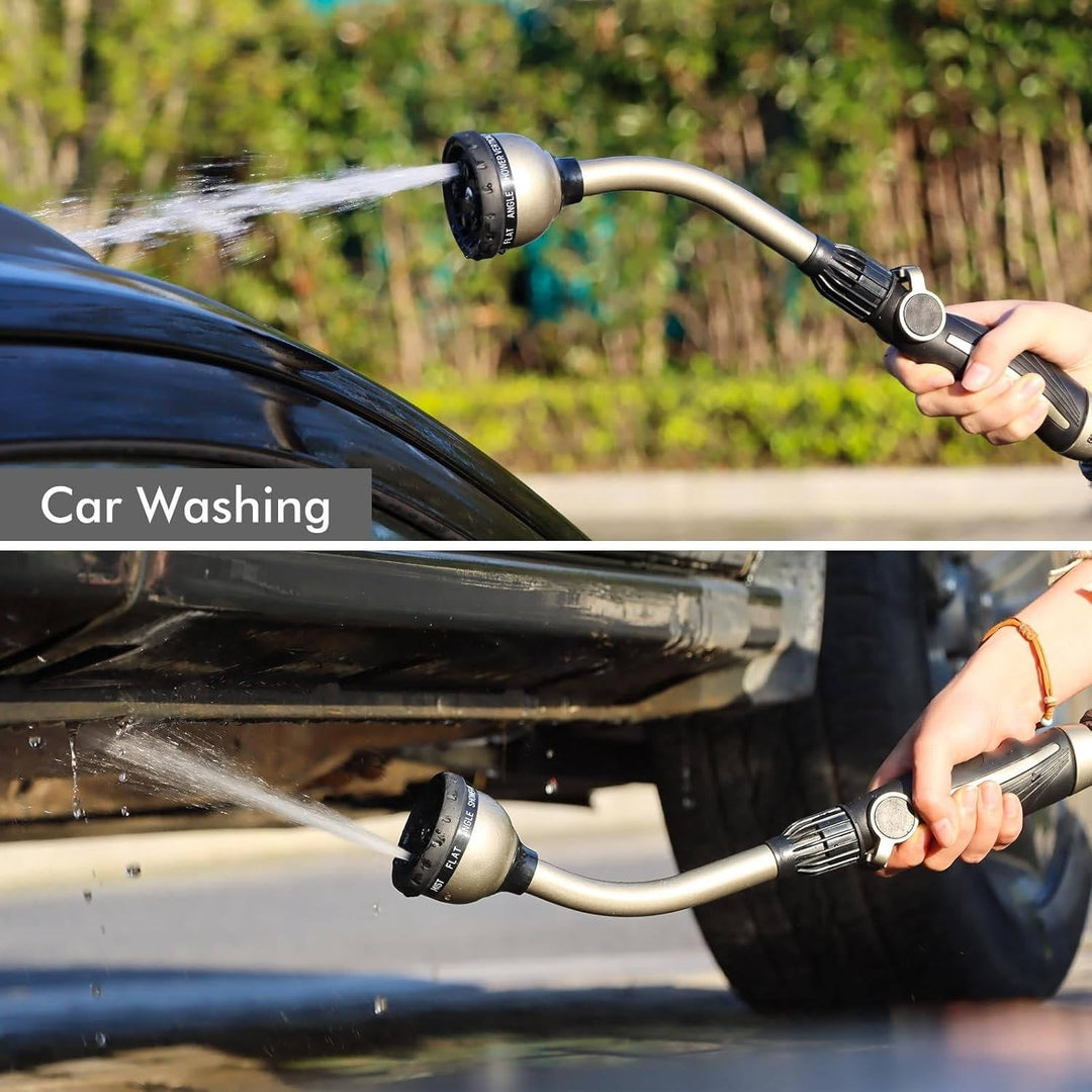 Heavy Duty Metal Garden Watering Wand, 15 Inch Hose Nozzle Sprayer with 10 Spray Patterns and Thumb Flow Control