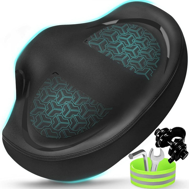 Noseless Bike Seat Cushion Wide Comfort Saddle, Extra Padded Bicycle Seat for Peloton Exercise Electric Cruiser Bikes Men Women