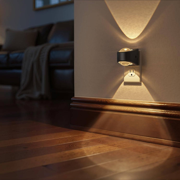 Plug in Night Light, LED Projector Night Light for Kids and Adults, Soft White for Bedroom, 2 Pack