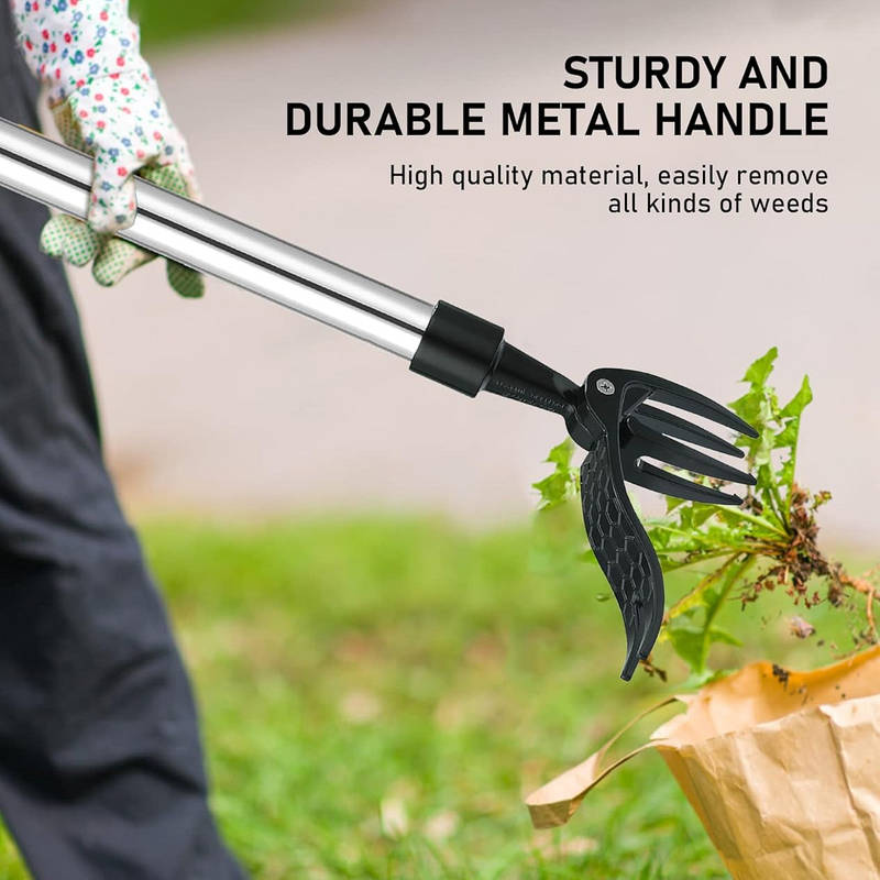 Stand Up Weed Puller Tool with Handle, Garden Root Remover Easy Weed Removal Tool