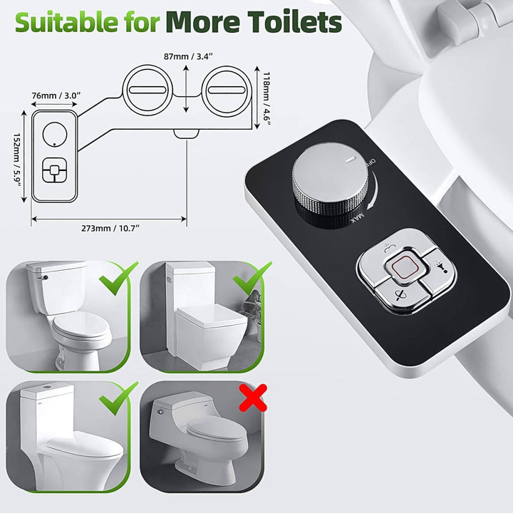Self Cleaning Bidet Toilet Attachment, Cold Water Dual Nozzle Sprayer