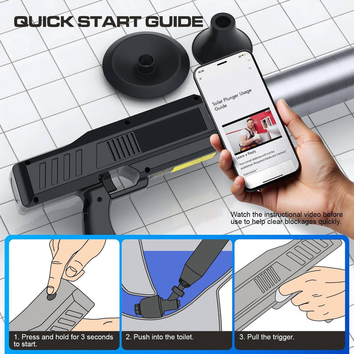 Electric Toilet Plunger High Pressure, Heavy Duty Drain Clog Remover for Bathroom Toilets