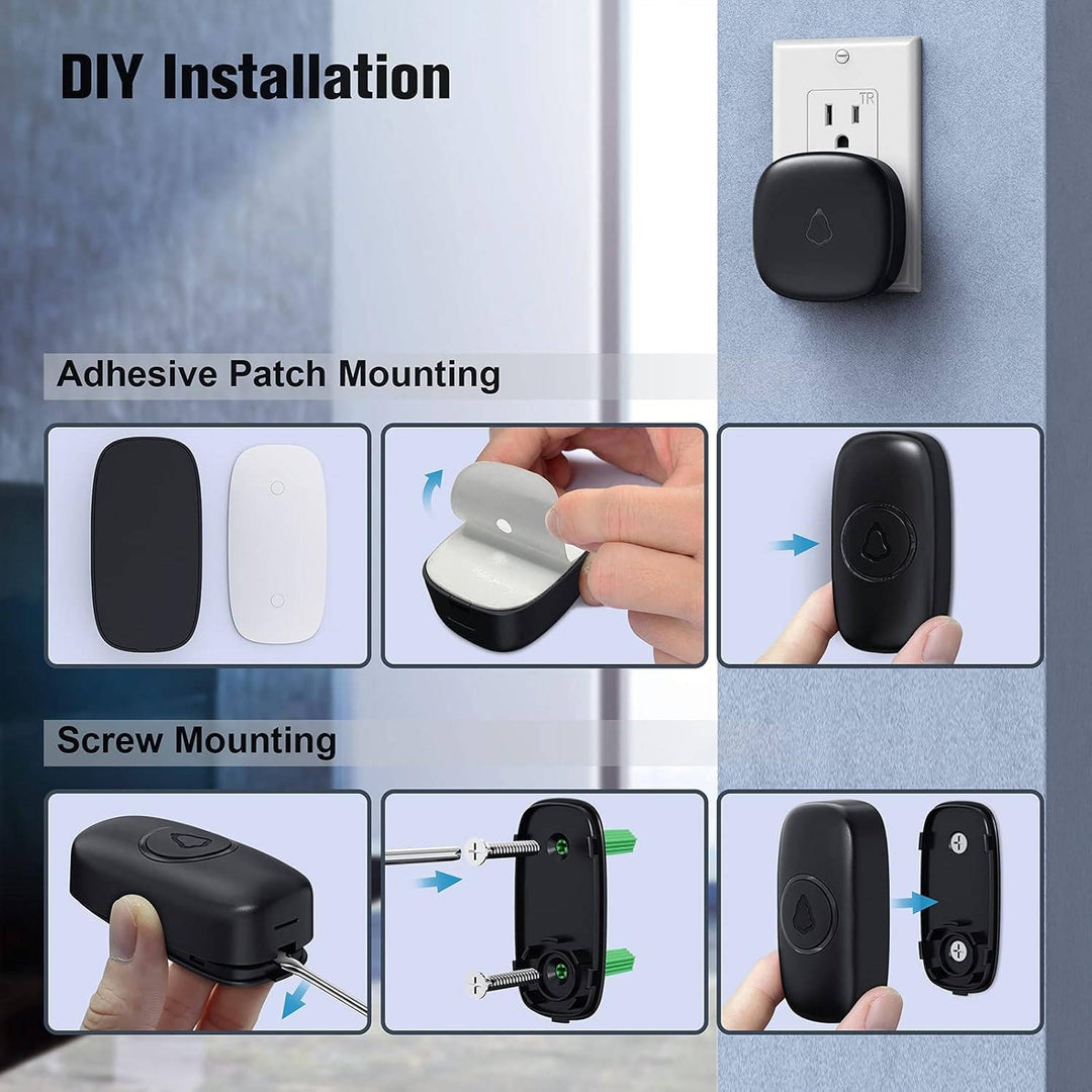 Wireless Smart Doorbell, No Camera, 1000ft Range, 58 Chimes, LED Indicator, Waterproof, Easy Install (M520 F55)
