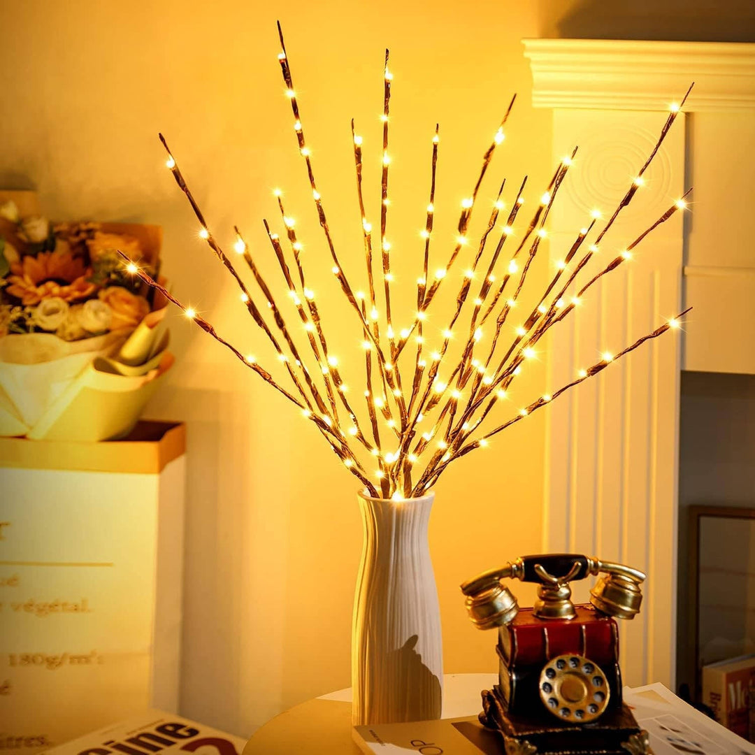 3 Pack USB Powered Prelit Twig Lights, 60 LED Decorative Branch Lights for Vases and Indoor Home Decor (Warm Glow)