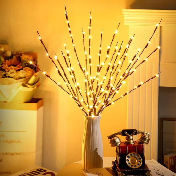 3 Pack USB Powered Prelit Twig Lights, 60 LED Decorative Branch Lights for Vases and Indoor Home Decor (Warm Glow)