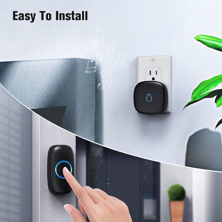 Wireless Smart Doorbell, No Camera, 1000ft Range, 58 Chimes, LED Indicator, Waterproof, Easy Install (M520 F55)