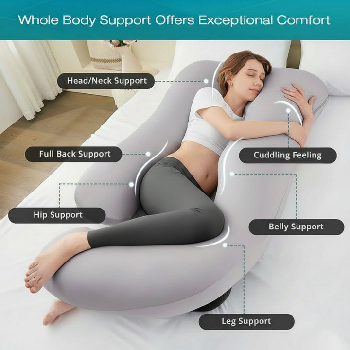 Cooling U Shaped Full Body Pillow with Removable Cover