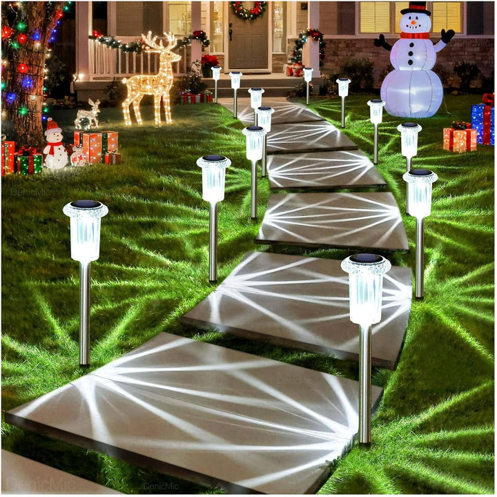 10 Pack Solar Outdoor Lights, Waterproof Cool White LED Pathway Lights for Gardens, Pathways and Driveways
