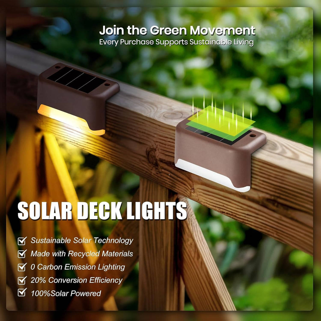 16 Pack Outdoor Solar Deck Lights, Waterproof Warm White LED Step Lights for Stairs, Fences, Patios, and Pathways