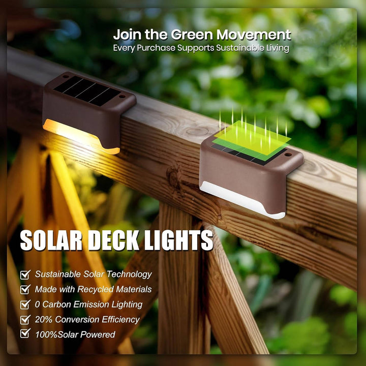 16 Pack Outdoor Solar Deck Lights, Waterproof Warm White LED Step Lights for Stairs, Fences, Patios, and Pathways