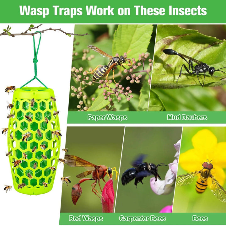 2 Pack Outdoor Wasp Traps, Reusable Hanging Bee and Hornet Catcher for the Garden