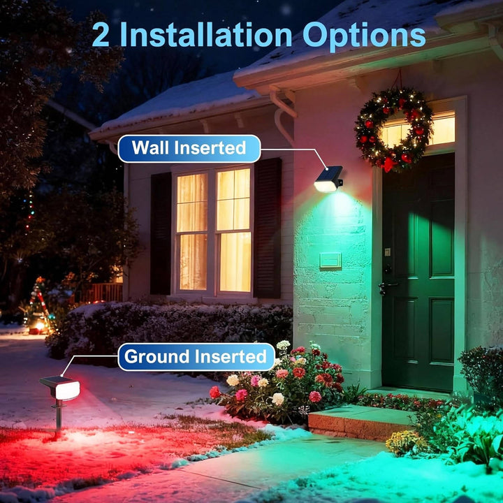 Solar Spot Lights Outdoor, 4 Pack IP65 Water-resistant Garden Spotlights with 2 Lighting Modes and Auto On and Off for Yard and Landscape