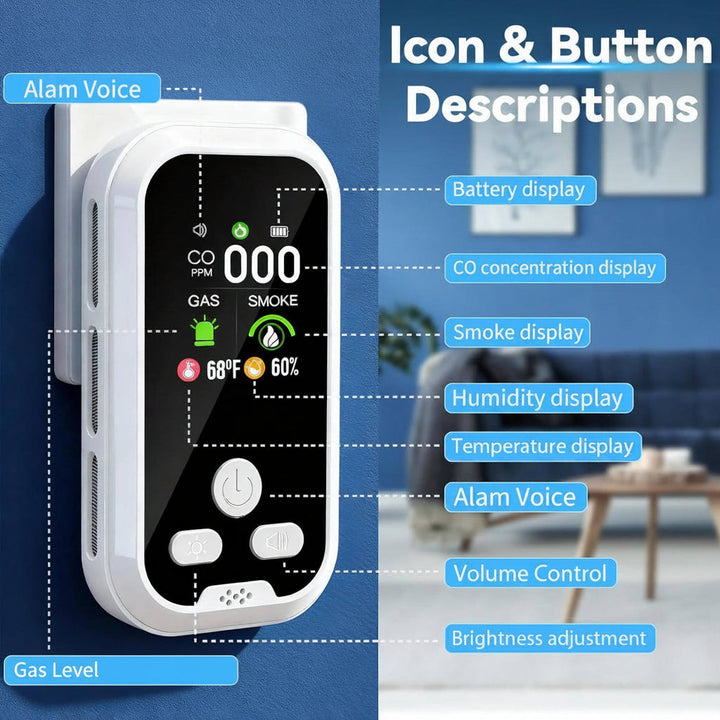 Multi Function Gas and Smoke Monitor with LCD Display and Temperature Humidity Readings