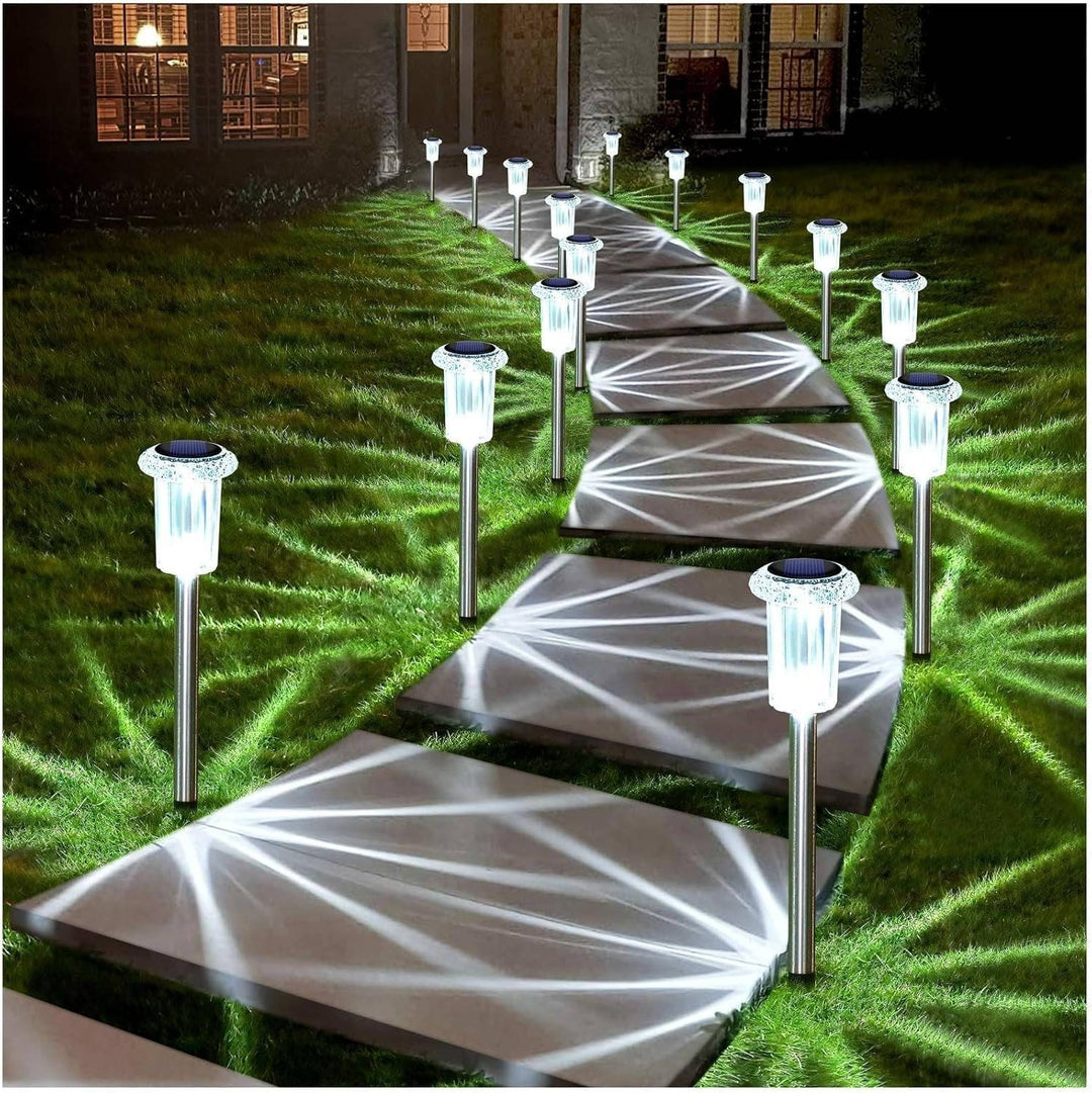 10 Pack Solar Outdoor Lights, Waterproof Cool White LED Pathway Lights for Gardens, Pathways and Driveways