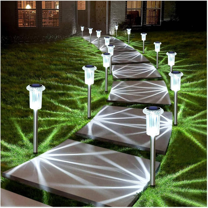 10 Pack Solar Outdoor Lights, Waterproof Cool White LED Pathway Lights for Gardens, Pathways and Driveways