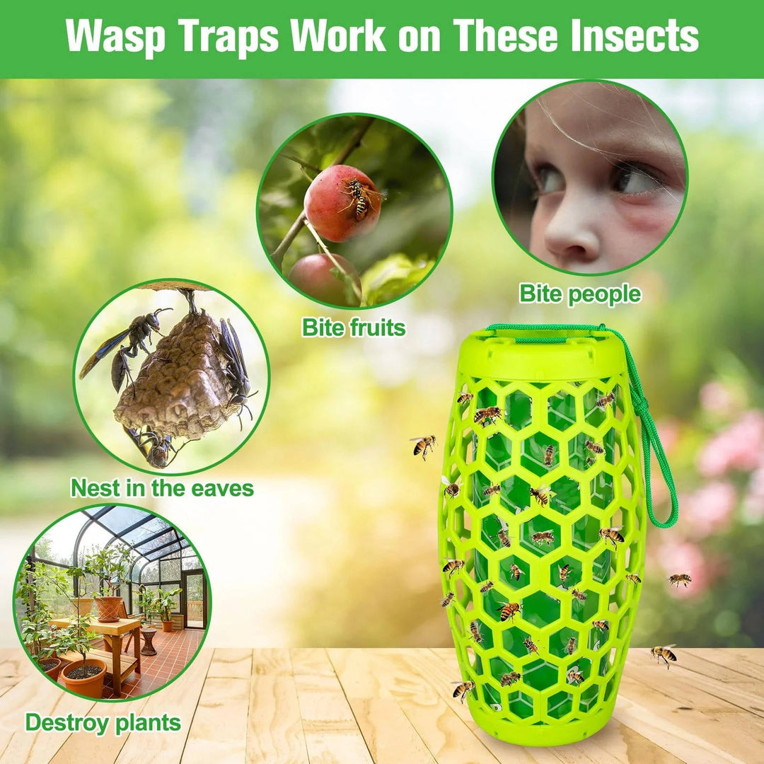 2 Pack Outdoor Wasp Traps, Reusable Hanging Bee and Hornet Catcher for the Garden