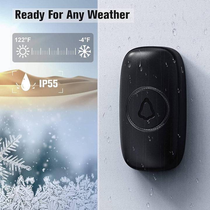 Wireless Smart Doorbell, No Camera, 1000ft Range, 58 Chimes, LED Indicator, Waterproof, Easy Install (M520 F55)