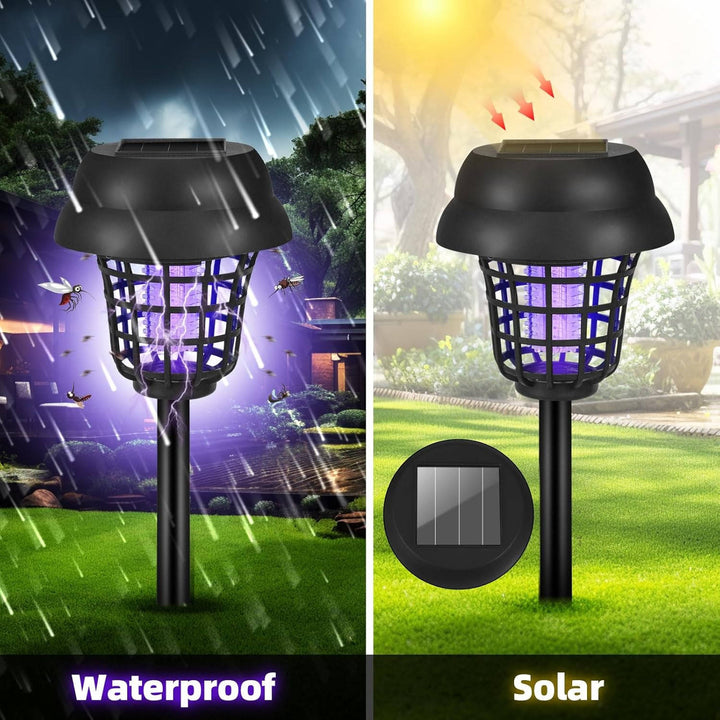 4 Pack Solar Bug Zapper and Mosquito Trap Lamp for Patios, Backyards and Outdoor Comfort, Gnats, Flies, Insects