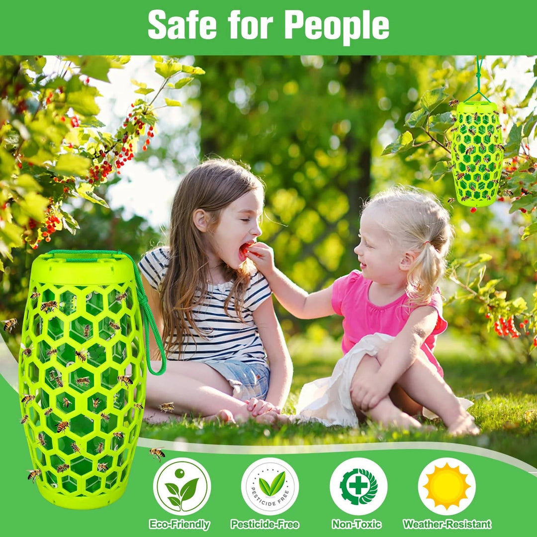 2 Pack Outdoor Wasp Traps, Reusable Hanging Bee and Hornet Catcher for the Garden