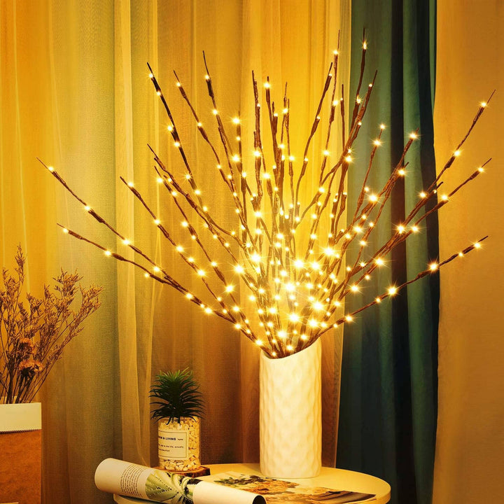 3 Pack USB Powered Prelit Twig Lights, 60 LED Decorative Branch Lights for Vases and Indoor Home Decor (Warm Glow)