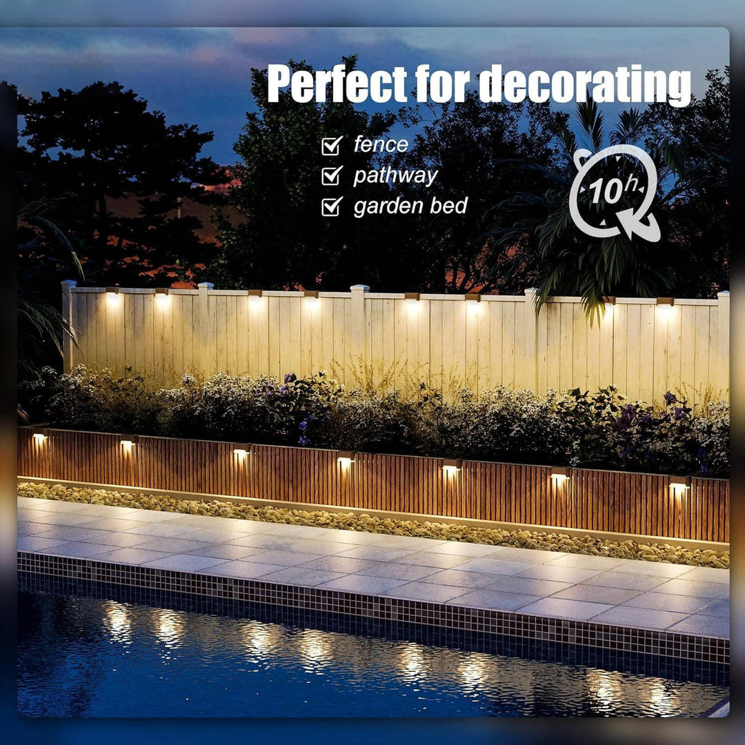 16 Pack Outdoor Solar Deck Lights, Waterproof Warm White LED Step Lights for Stairs, Fences, Patios, and Pathways
