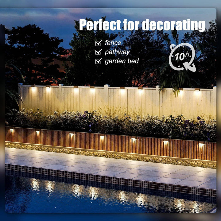16 Pack Outdoor Solar Deck Lights, Waterproof Warm White LED Step Lights for Stairs, Fences, Patios, and Pathways