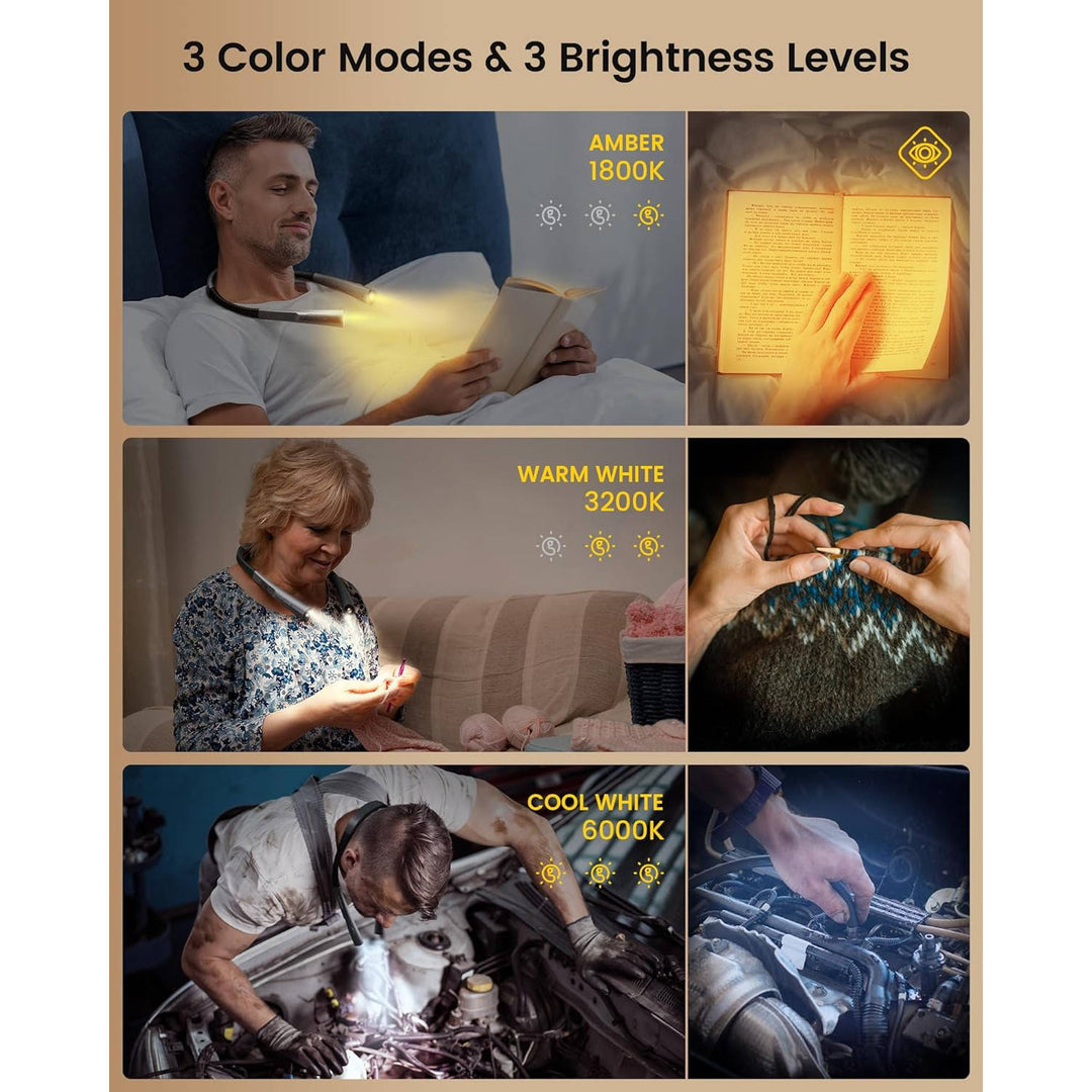 Portable Neck Reading Light, Flexible Design for Bedtime and Hands Free Reading