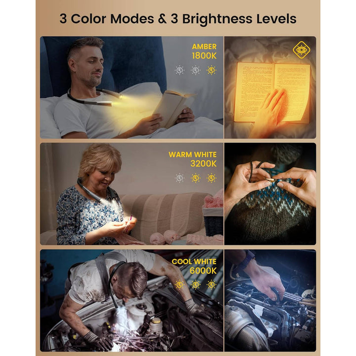 Portable Neck Reading Light, Flexible Design for Bedtime and Hands Free Reading