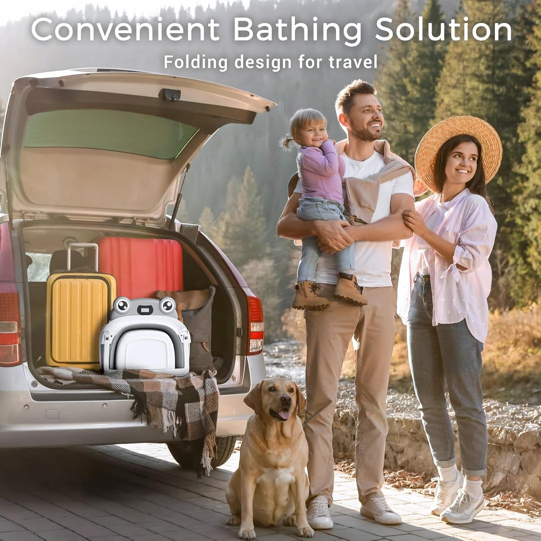 Collapsible Baby Bathtub with Real Time Thermometer and Soft Cushion, Portable 0 to 24 Months Infant to Toddler Travel Tub with Non Slip Feet