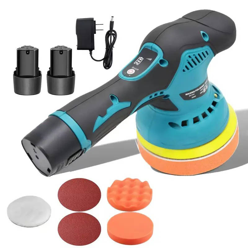 Portable Cordless Car Polisher Kit, 6 Variable Speeds, 9mm Orbit, 6 Inch Dual Action