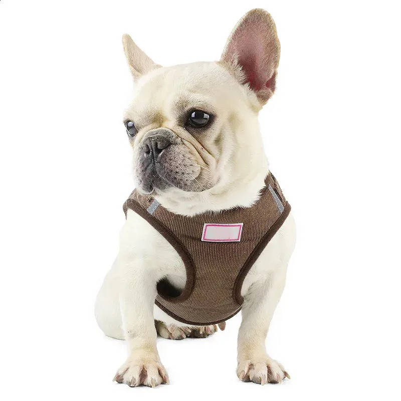 Reflective Corduroy Dog Harness and Leash Set, Breathable Chest Strap Walking Set for Small and Medium Pets
