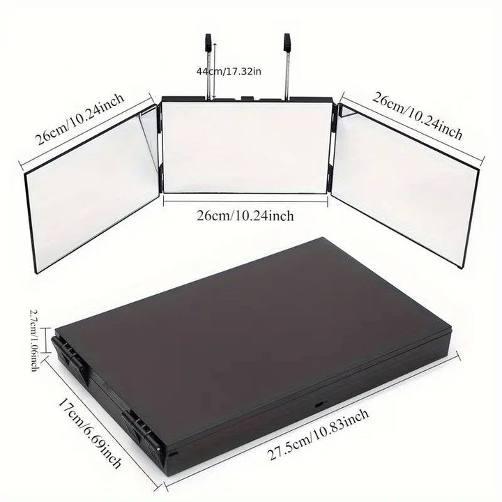 360 Degree Tri Fold Mirror Portable, Adjustable Extendable Makeup Mirror for DIY Hair Cutting Foldable Easy Carry